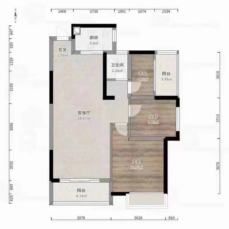 山水印象  3室2厅1卫   70.80万室内图