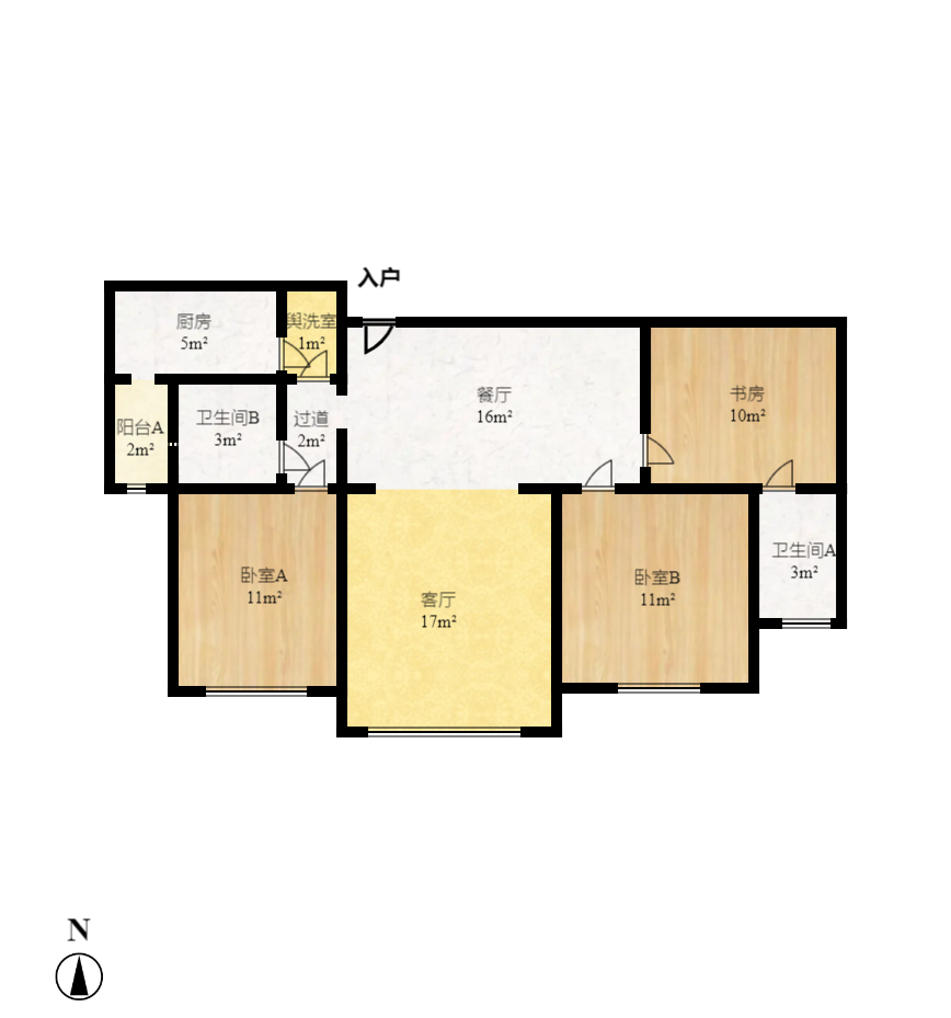 长大彩虹都  3室2厅1卫    2200.0元/月户型图