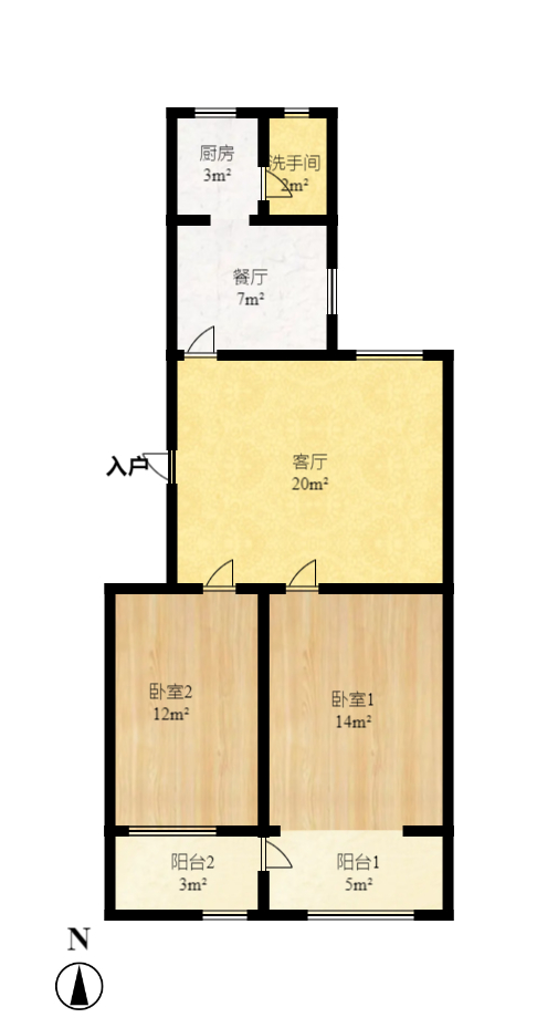 湖橡宿舍/湖橡小区  3室1厅1卫   1500.00元/月户型图