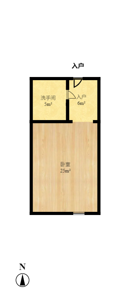 大财门公寓  1室1厅0卫   2000.00元/月户型图