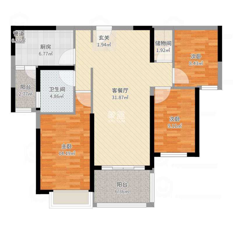 枫溪苑  3室2厅2卫   50.00万