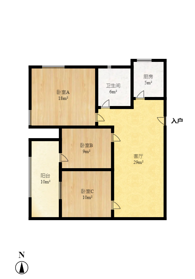 城市森林  2室1厅1卫    2200.0元/月户型图