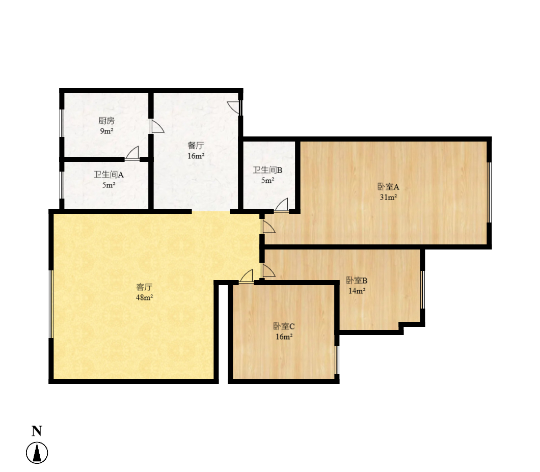 南建公寓 3室2厅2卫 91.4万 南建公寓 3室2厅2卫 91.4万户型图