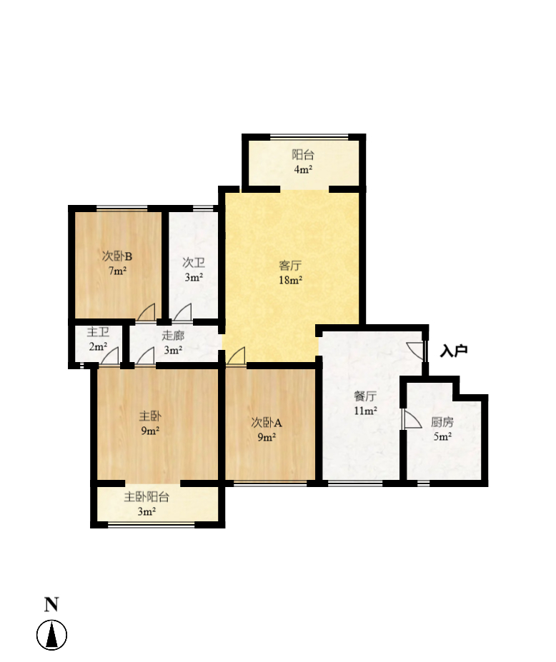 泊林晶城 3室2厅2卫 79.8万 泊林晶城 3室2厅2卫 79.8万户型图