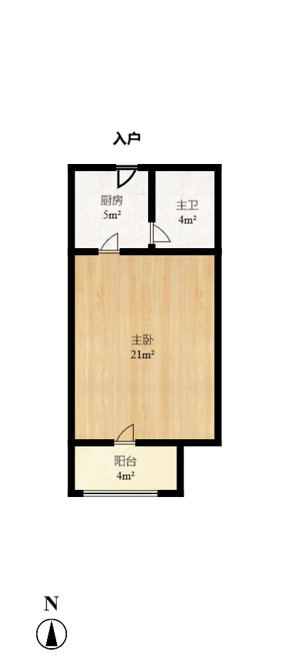 世景华庭  1室1厅1卫   1200.00元/月户型图
