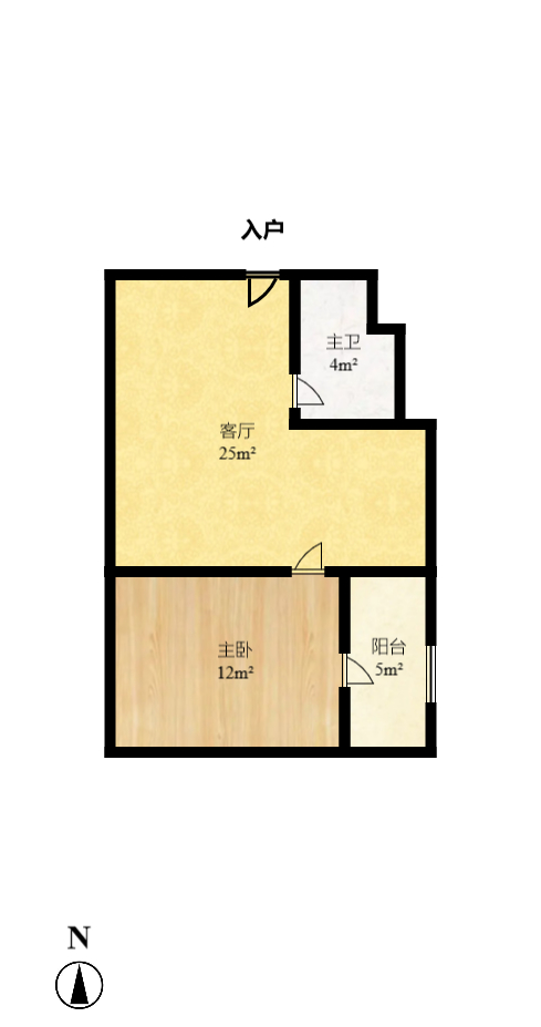 郡原居里  1室1厅1卫   1400.00元/月户型图
