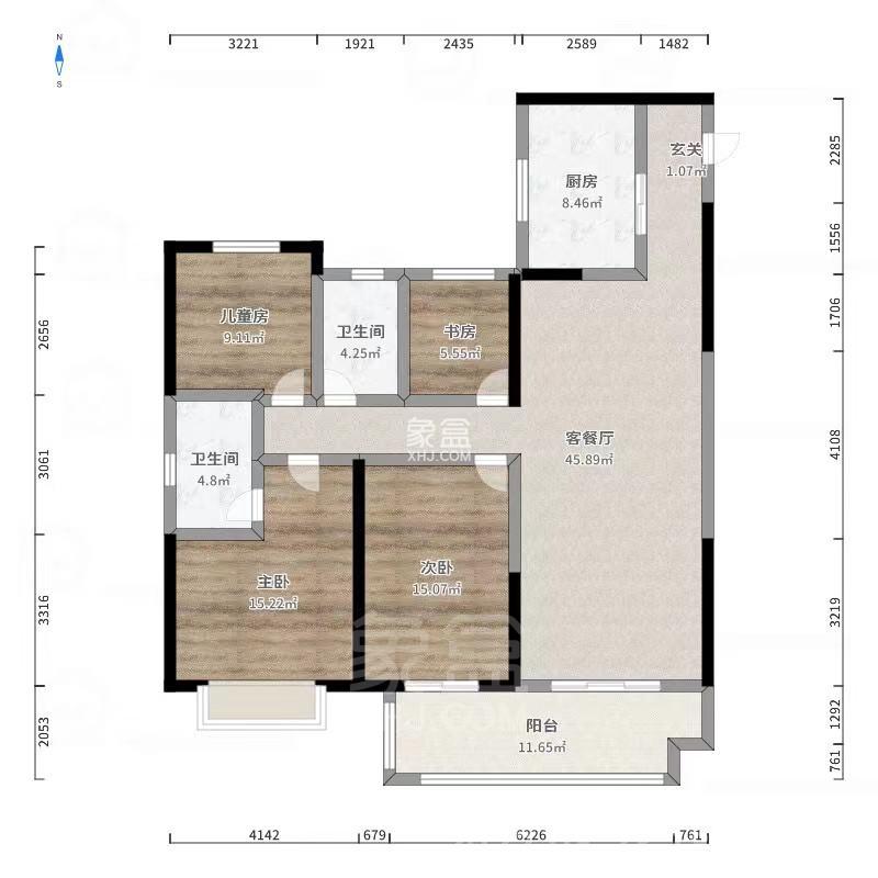 阳光城新城樾府  4室2厅2卫   800.00元/月室内图