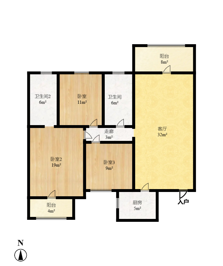 星城国际 1室2厅2卫 1700.0元/月 星城国际 1室2厅2卫 1700.0元/月户型图