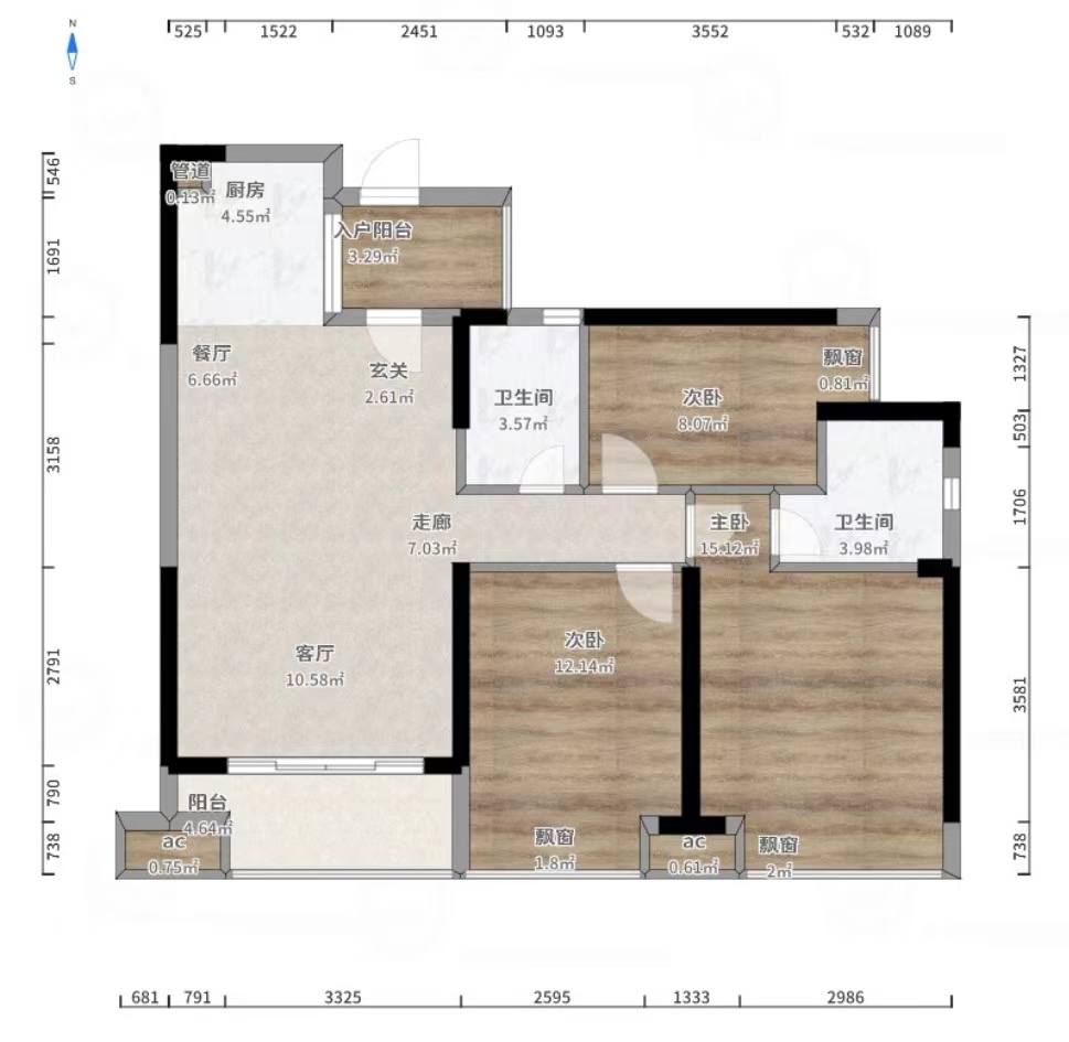 美的城三期 3室1厅1卫 72.8万 美的城三期 3室1厅1卫 72.8万室内图