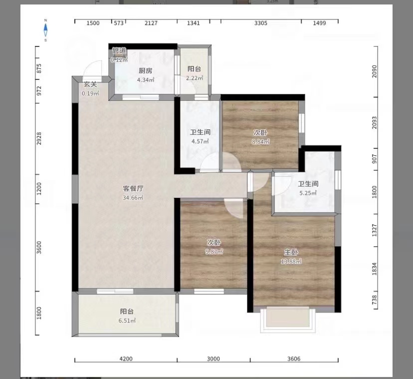 圣华名城建设北路110号  3室2厅2卫   62.00万