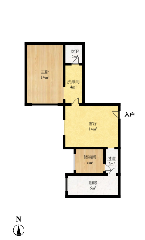 华韵城市海岸（城市水岸苑）  1室1厅1卫    1000.0元/月户型图