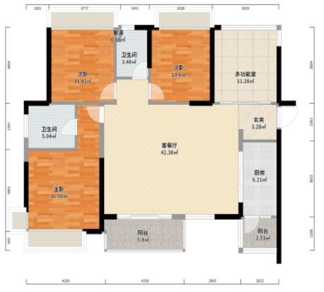 美的城二期 3室2厅2卫 104.0万 美的城二期 3室2厅2卫 104.0万室内图