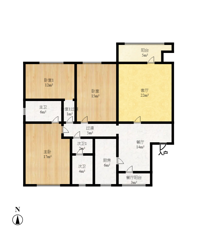 万象新天  3室2厅1卫    138.8万室内图1