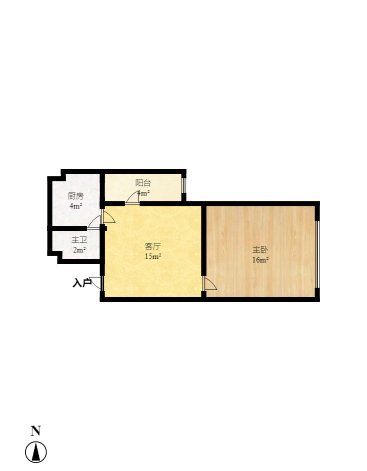 少帅府  1室1厅1卫    2300.0元/月户型图