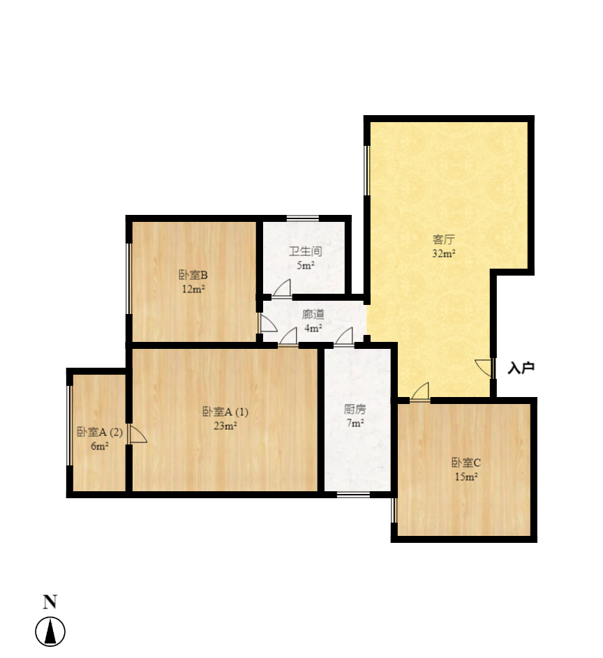 层上观邸 3室1厅1卫 2300.0元/月 层上观邸 3室1厅1卫 2300.0元/月户型图
