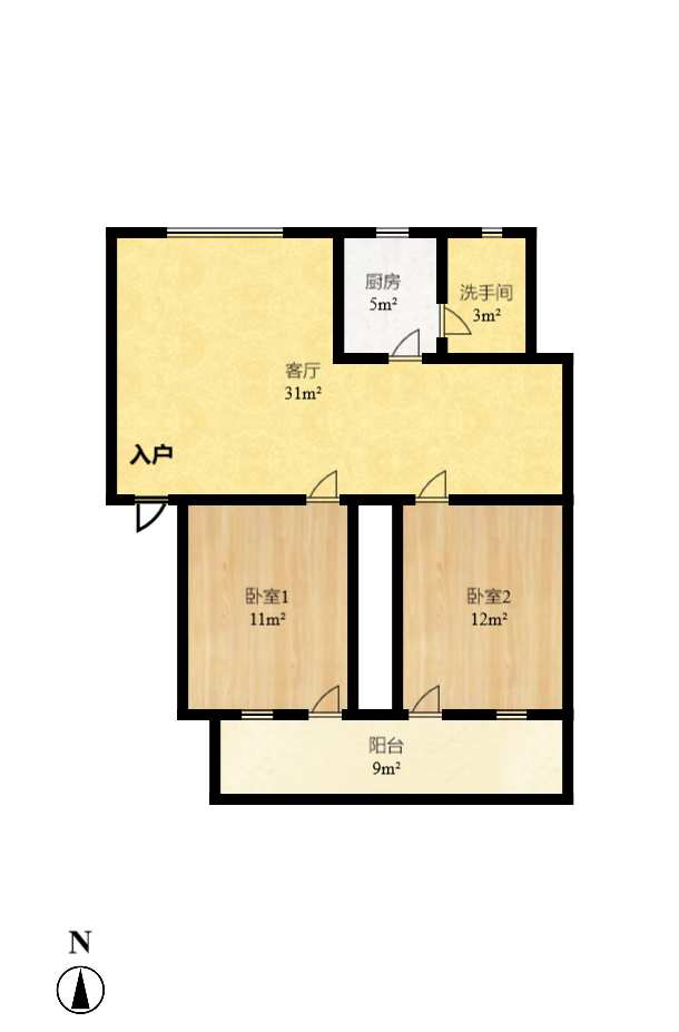 南园小区 2室2厅1卫 1700.0元/月 南园小区 2室2厅1卫 1700.0元/月户型图