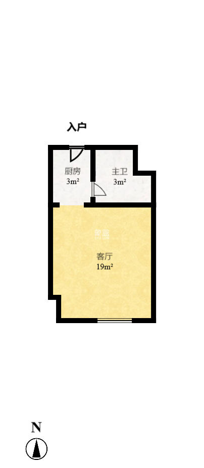 众东国际  1室1厅1卫   1900.00元/月户型图