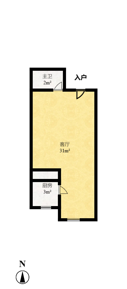 湘域相遇  1室1厅1卫   35.00万室内图1