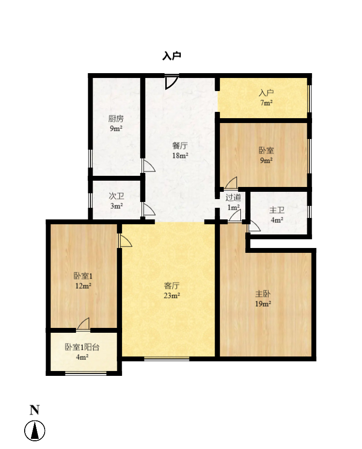 泊爱蓝湾  4室2厅2卫    3600.0元/月户型图