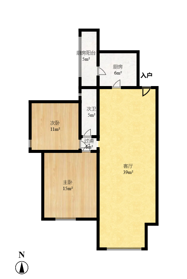 麓江春  2室1厅1卫    2300.0元/月户型图