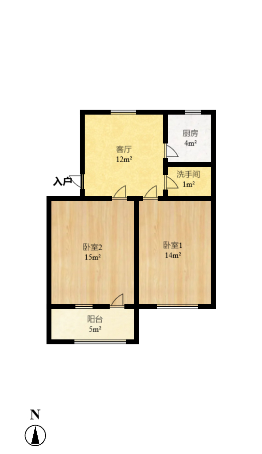 桂花二村  2室1厅1卫    1500.0元/月 桂花二村  2室1厅1卫    1500.0元/月户型图