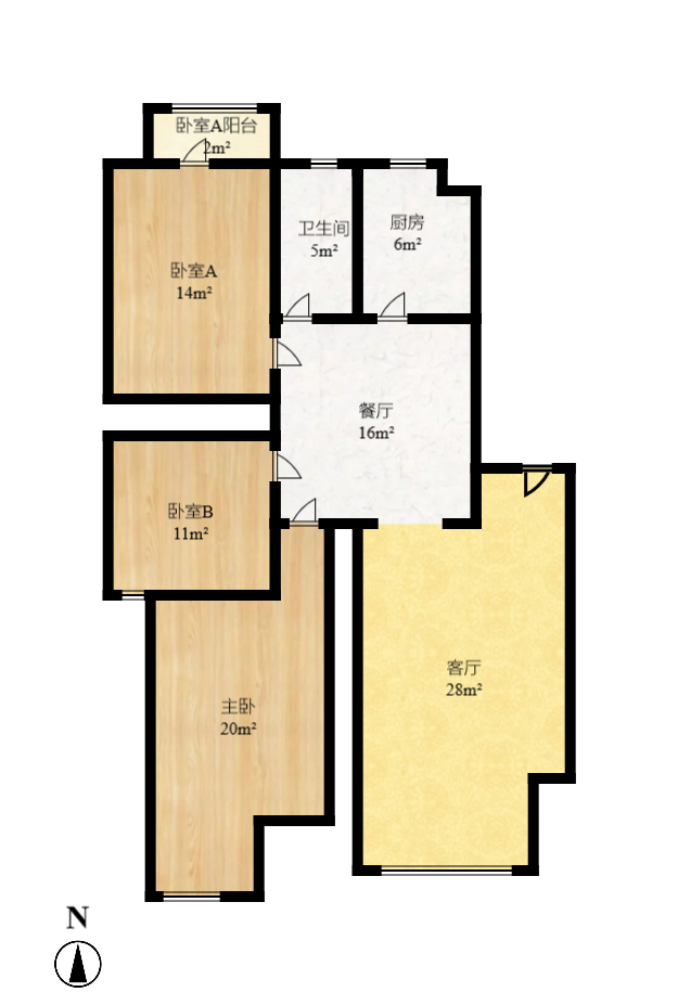 水木兰庭  3室2厅1卫   1900.00元/月户型图