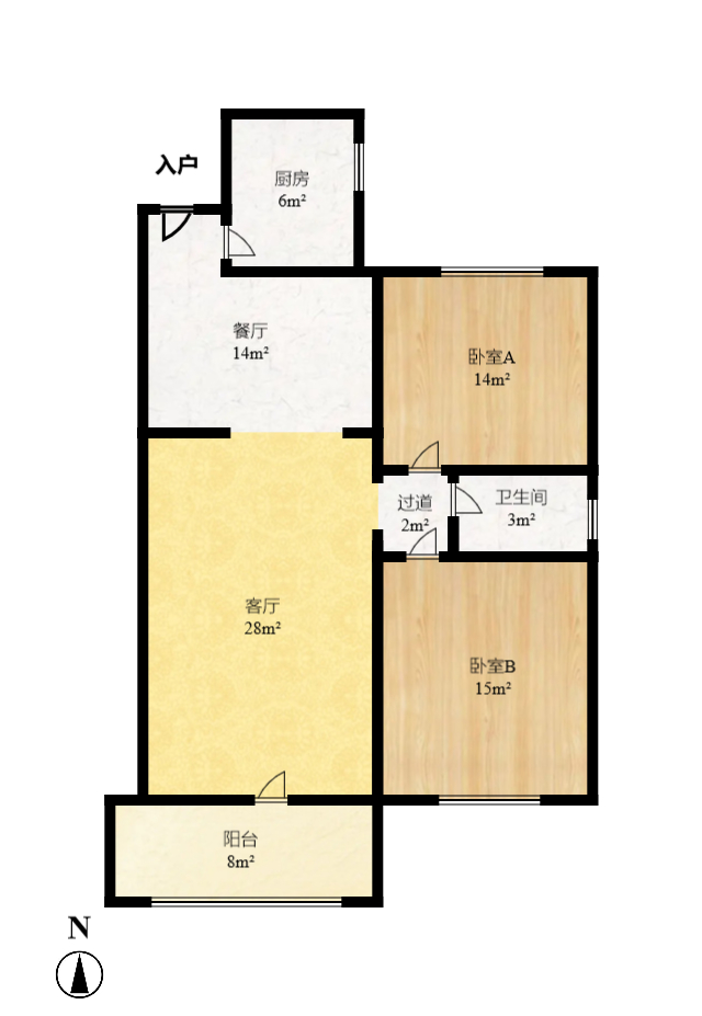 湘楚家园 2室2厅1卫 1500.0元/月 湘楚家园 2室2厅1卫 1500.0元/月户型图