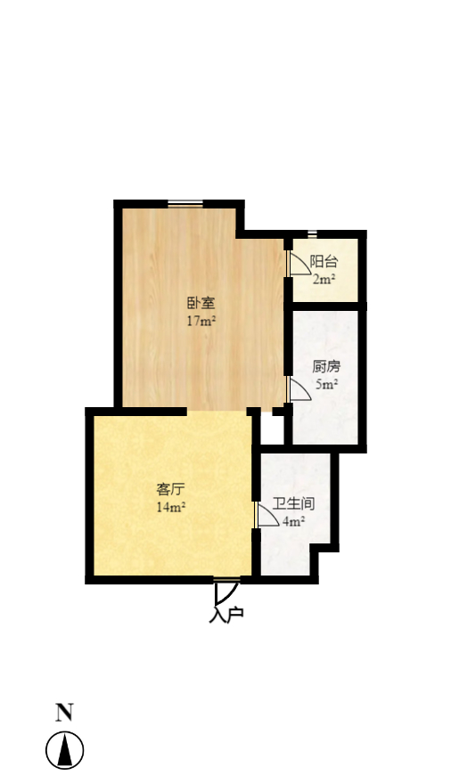 美洲故事  1室1厅1卫   1300.00元/月户型图