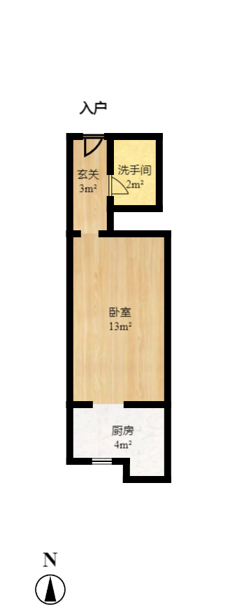 保利麓谷林语I区  1室1厅1卫   1500.00元/月户型图