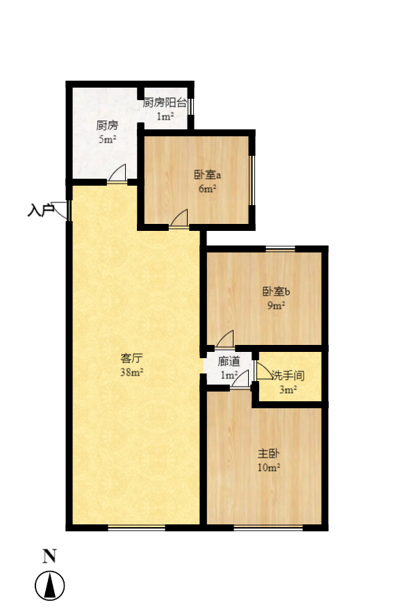高盛华成  3室2厅1卫   86.00万室内图1