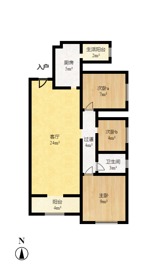 珠江东方明珠（新地东方明珠）三期  3室2厅1卫    1700.0元/月室内图1
