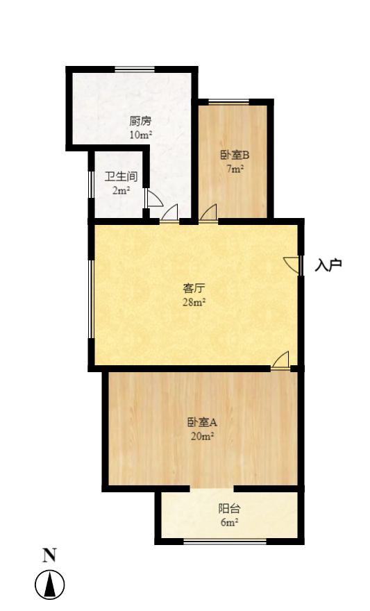 东瓜山一村送变电小区  2室1厅1卫   56.60万室内图1