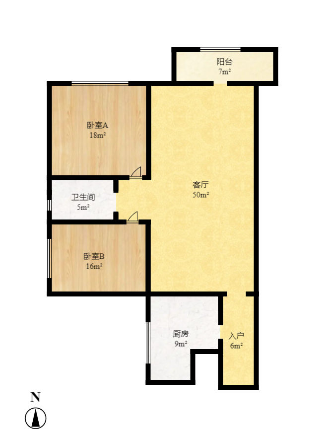 金碧文华  2室2厅2卫    1800.0元/月户型图