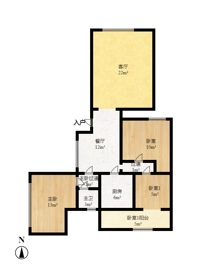 东方新城 3室1厅1卫 2400.0元/月 东方新城 3室1厅1卫 2400.0元/月户型图