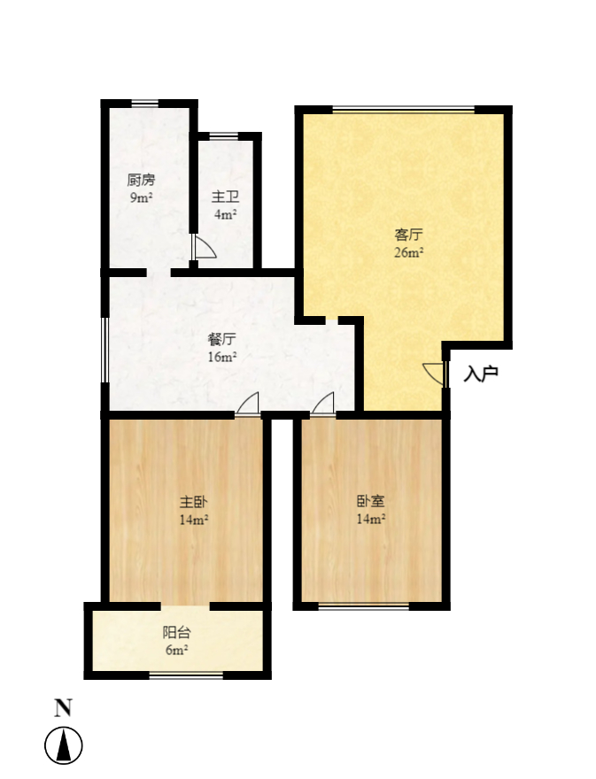 新世纪家园  4室2厅2卫   2200.00元/月户型图