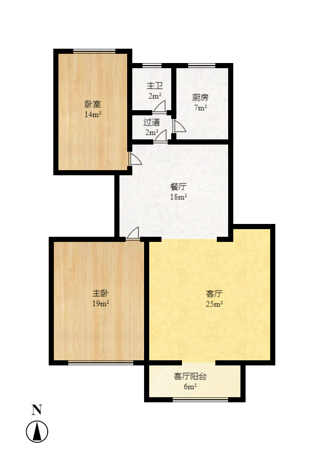 星沙商业步行街  1室2厅1卫   1400.00元/月户型图