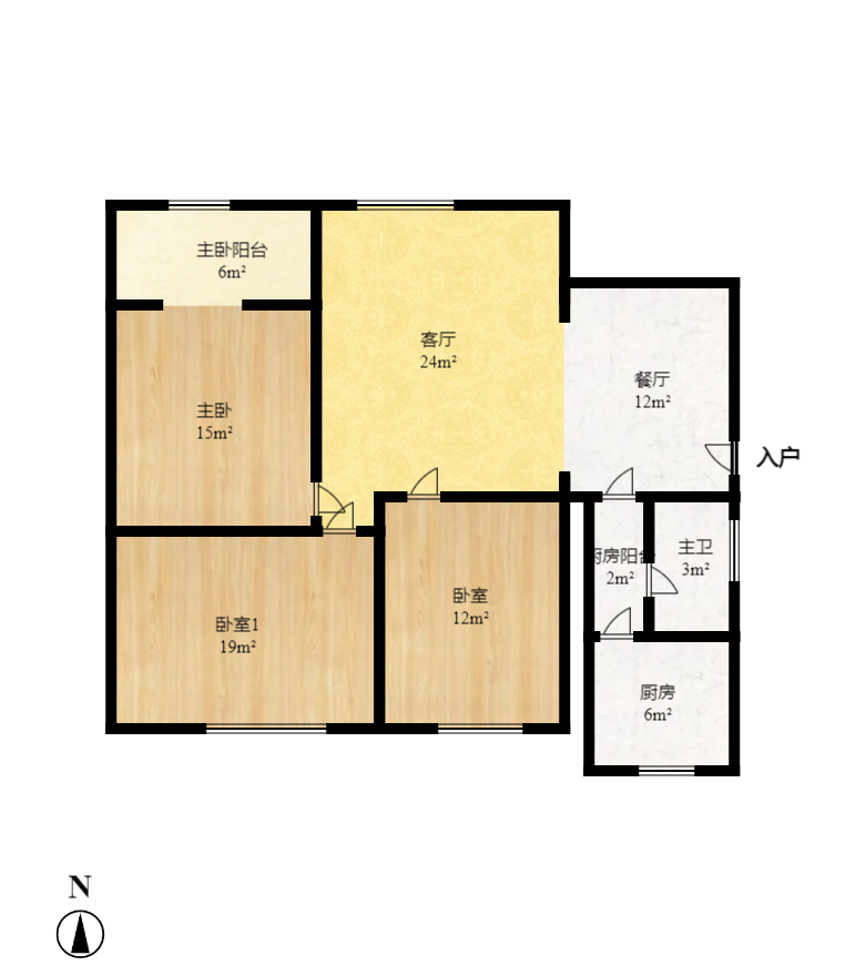 德政园  3室2厅1卫   96.00万室内图1