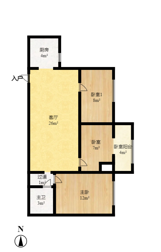五一中央领御  3室1厅1卫   3600.00元/月户型图