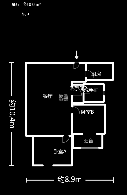 东玺门  2室2厅1卫   2500.00元/月户型图