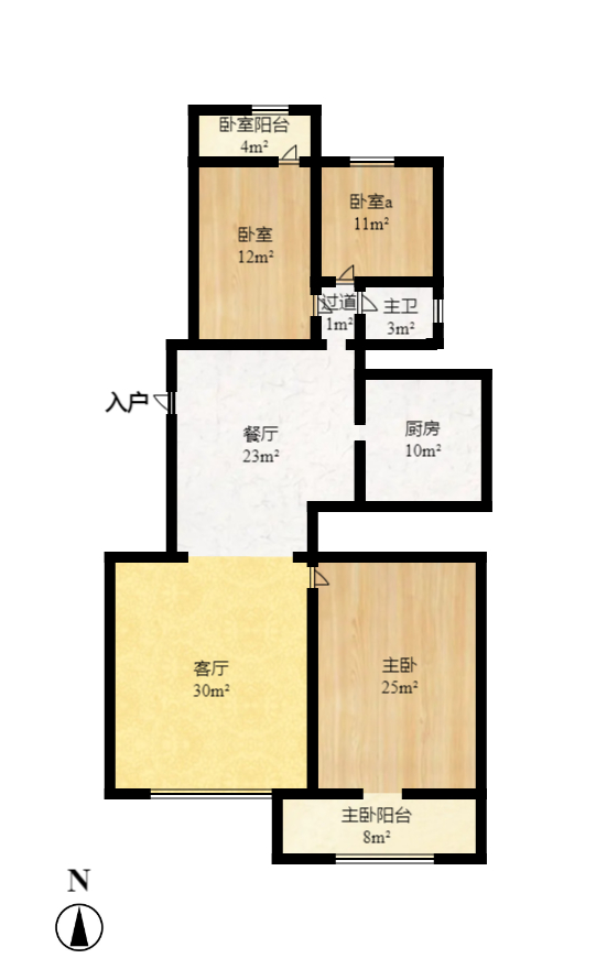 楚天家园  3室2厅2卫    1800.0元/月户型图