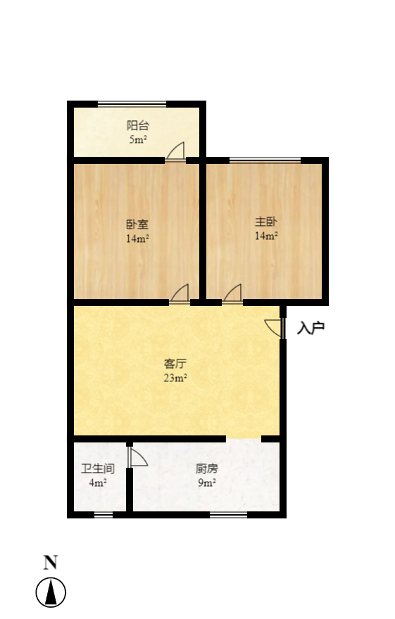 时代天骄  2室2厅1卫    2000.0元/月户型图