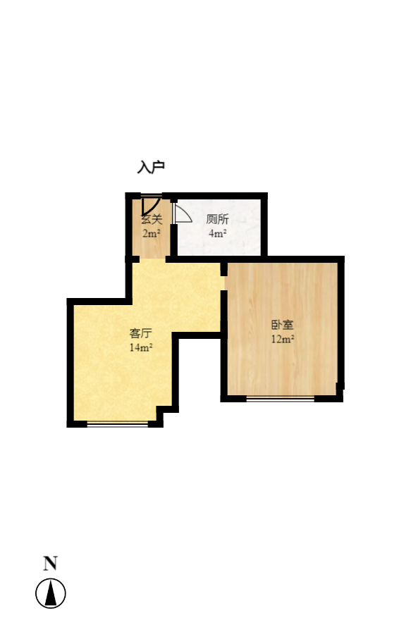 和顺洋湖壹号  1室1厅1卫   2000.00元/月户型图