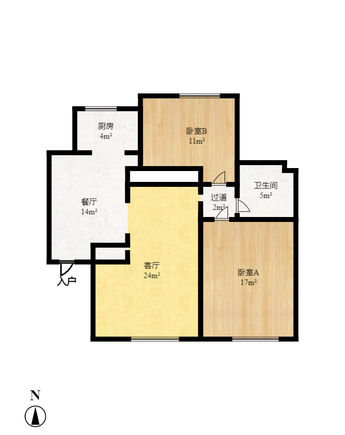 四方锦城 2室2厅1卫 1900.0元/月 四方锦城 2室2厅1卫 1900.0元/月户型图