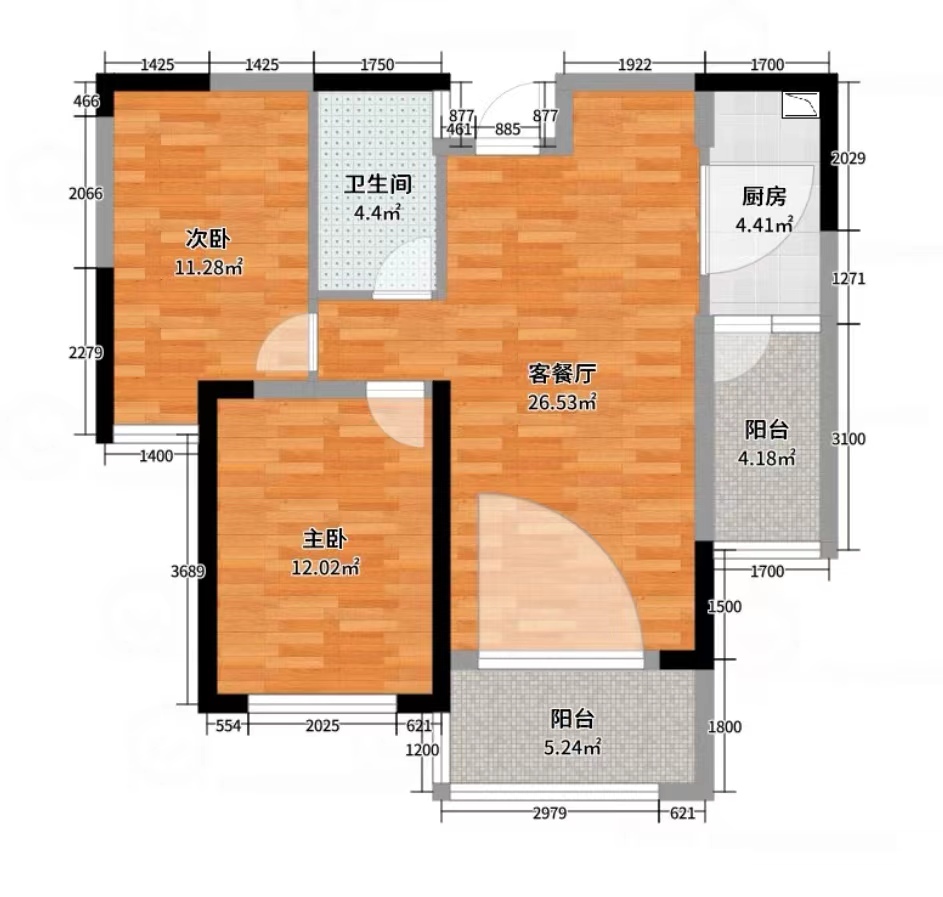 旺城天悦领秀香江  3室2厅2卫   89.80万