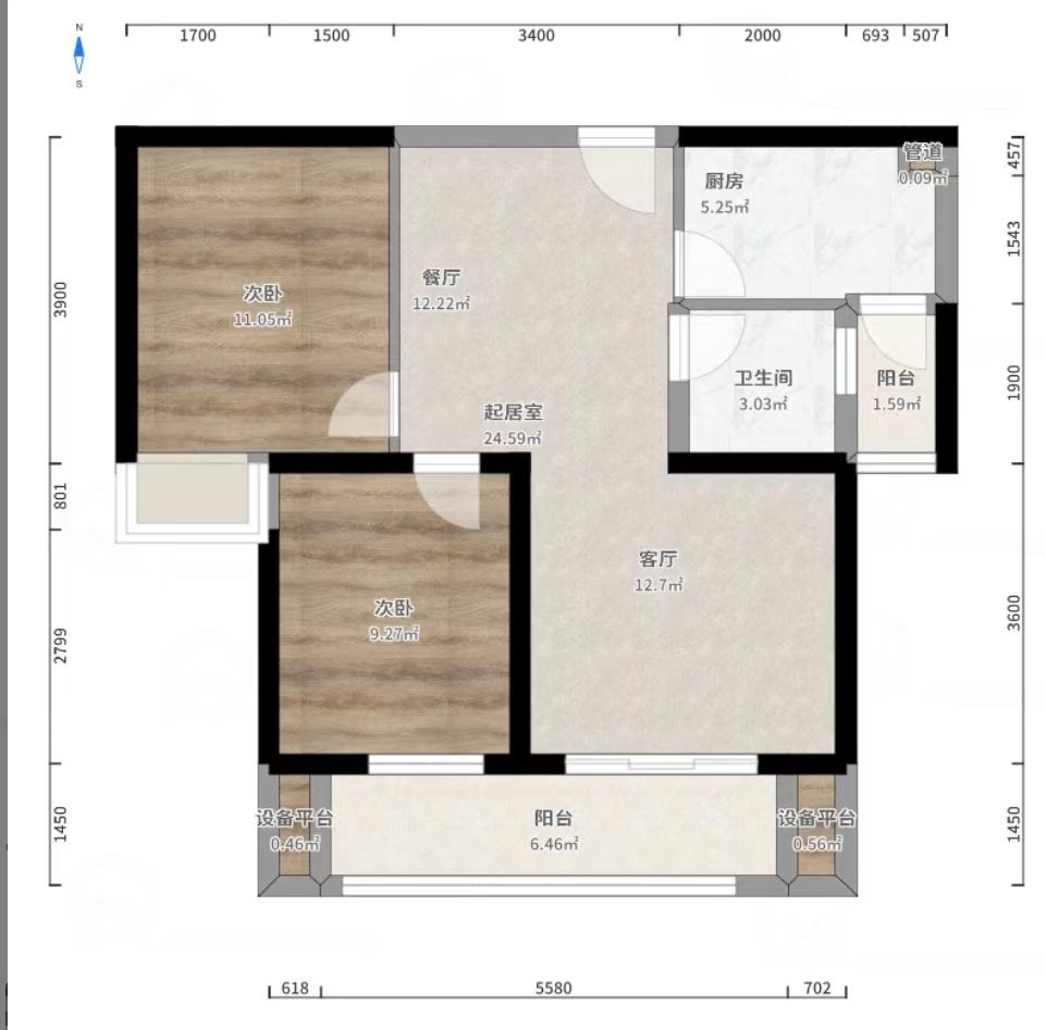 栗雨香堤 2室1厅1卫 53.0万 栗雨香堤 2室1厅1卫 53.0万室内图