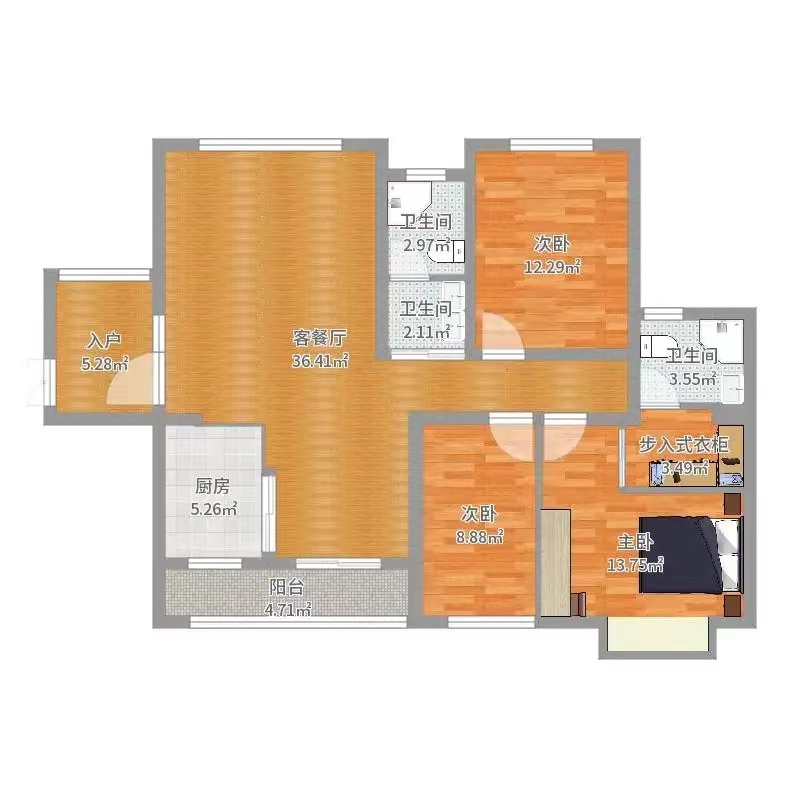 西子花园 3室2厅2卫 78.0万 西子花园 3室2厅2卫 78.0万室内图
