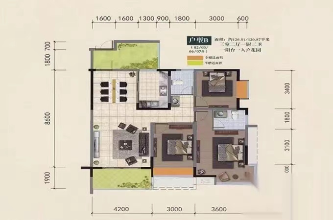 庐山一号  3室2厅2卫   95.00万