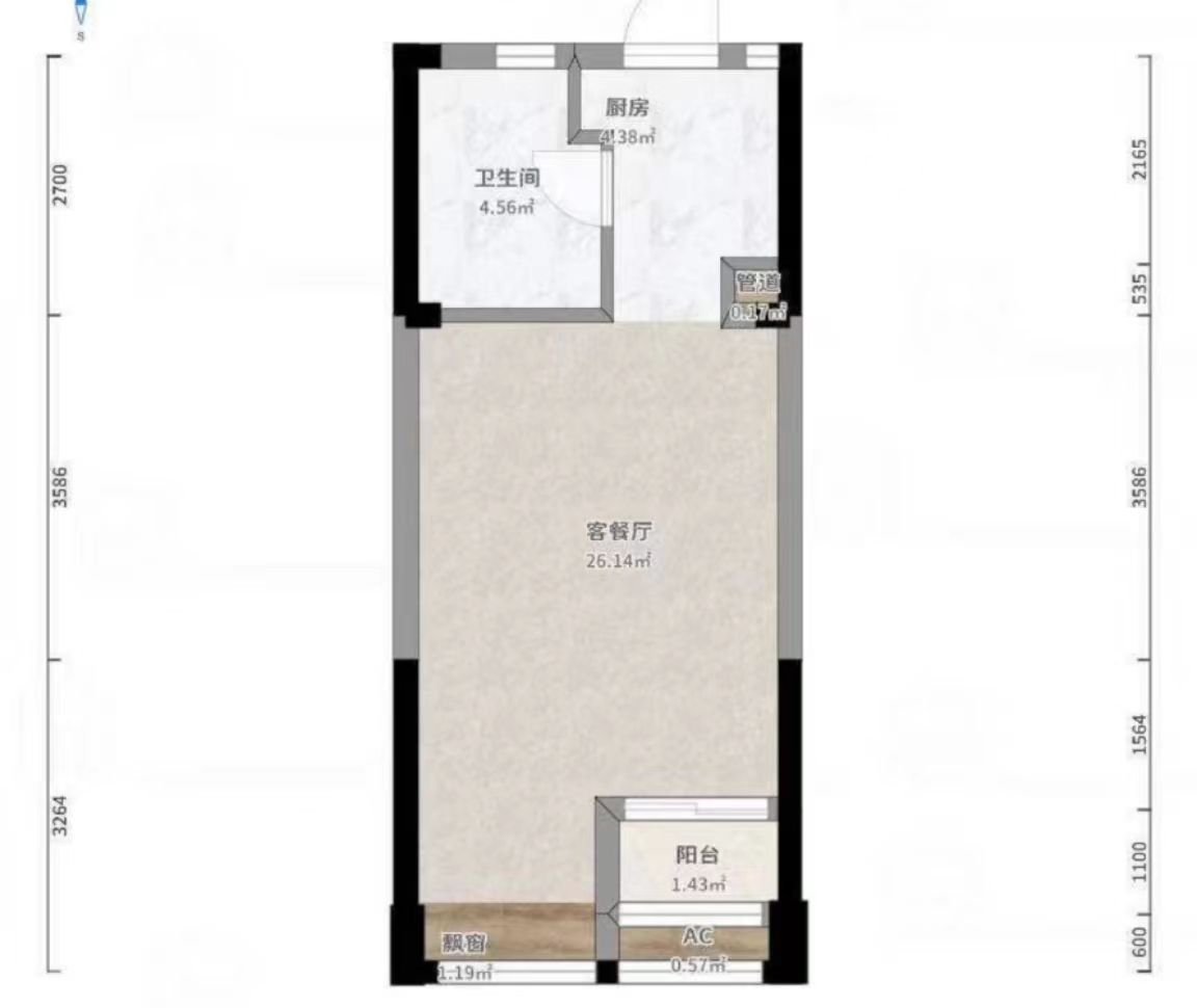 中泰财富湘江 1室1厅1卫 45.0万 中泰财富湘江 1室1厅1卫 45.0万室内图