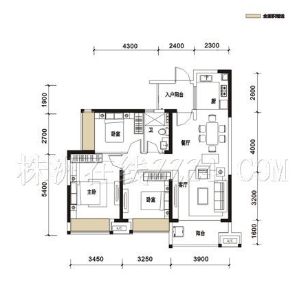 美的城三期  3室2厅2卫   45.00万室内图1