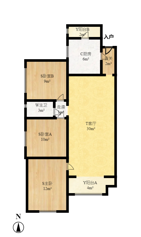 万科金域华府三四期  3室2厅1卫   124.00万室内图1